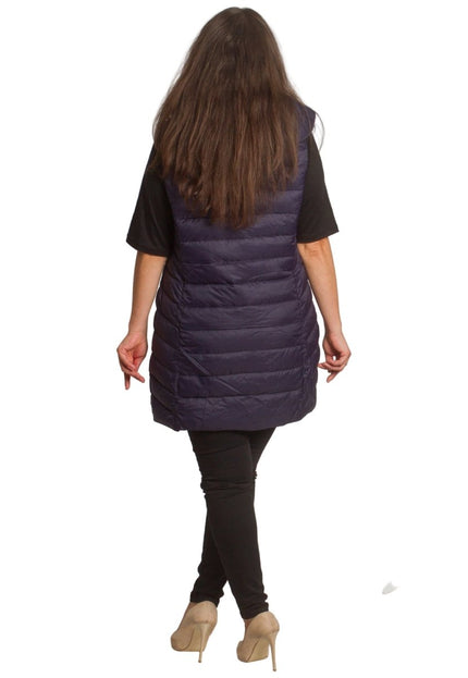 Дълъг тъмносин елек с права кройка в големи размери - Maxi Market