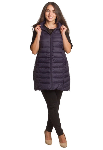 Дълъг тъмносин елек с права кройка в големи размери - Maxi Market