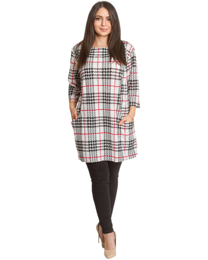 Дълга карирана туника с джобчета - 5XL,6XL,7XL,8XL - Maxi Market