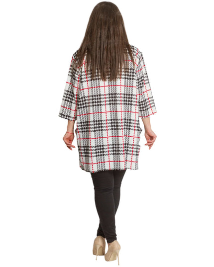 Дълга карирана туника с джобчета - 5XL,6XL,7XL,8XL - Maxi Market