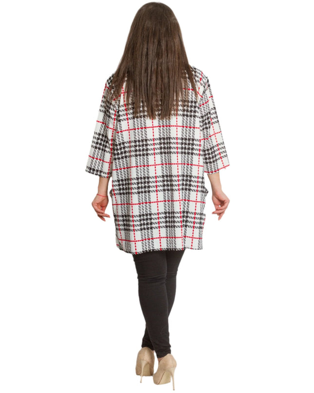 Дълга карирана туника с джобчета - 5XL,6XL,7XL,8XL - Maxi Market