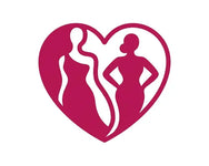 Икона доволни клиенти с женски силуети в сърце символ на доверие и положителни отзиви