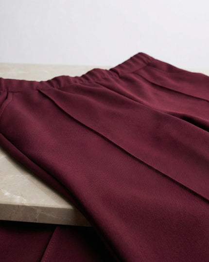 Елегантен дамски панталон с прав крачол в цвят бордо (Големи размери)