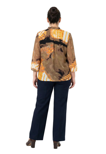 Официална оранжева туника с панделка и ластичен подгъв големи размери