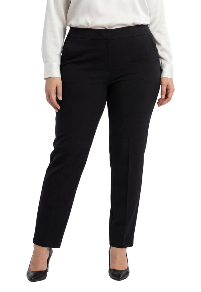 Официален черен панталон с дискретни камъни в големи размери