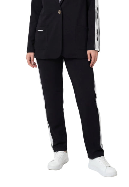 Черен ежедневен дамски комплект от две части сако и панталон големи размери