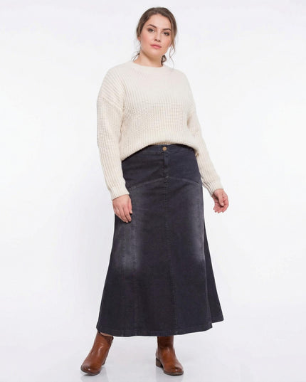 Черна дамска дънкова пола в макси размери