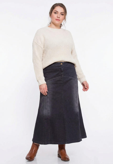 Черна дамска дънкова пола в макси размери