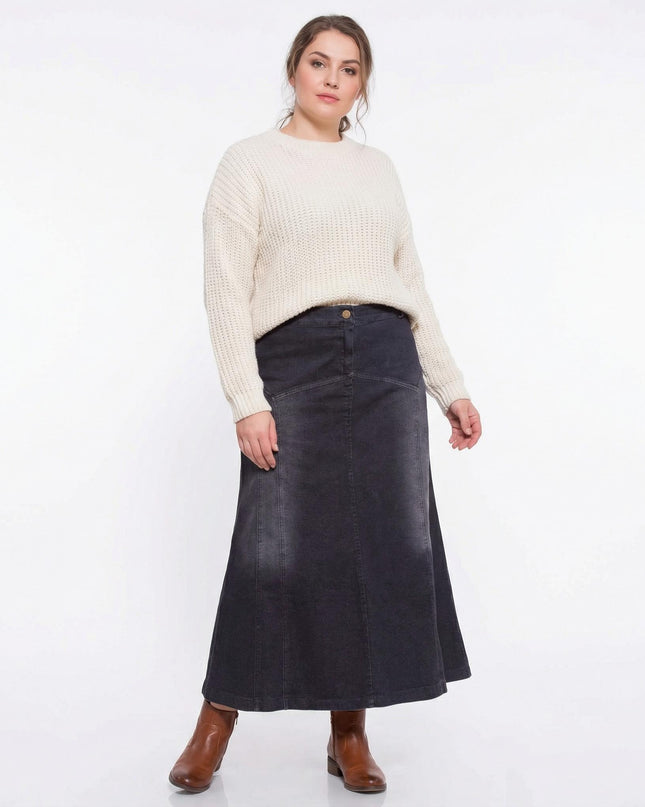 Черна дамска дънкова пола в макси размери