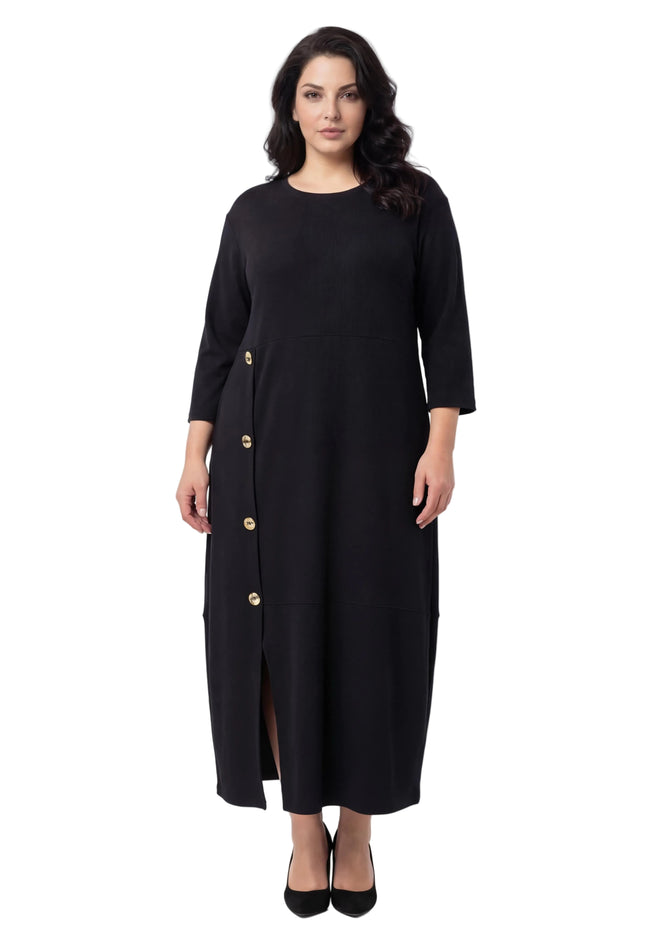 Разкроена официална черна рокля големи размери