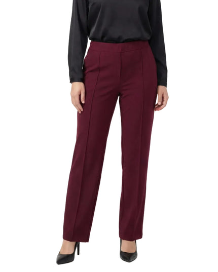 Елегантен дамски панталон с прав крачол в цвят бордо (Големи размери)