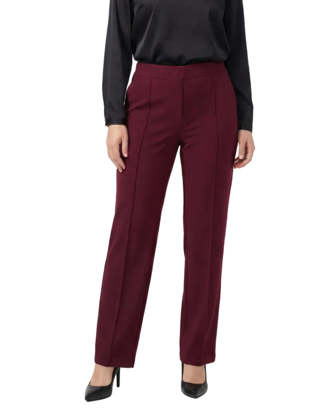 Елегантен дамски панталон с прав крачол в цвят бордо (Големи размери)