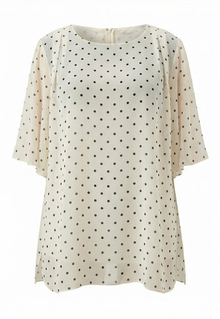 Официална бяла макси туника на черни точки от шифон