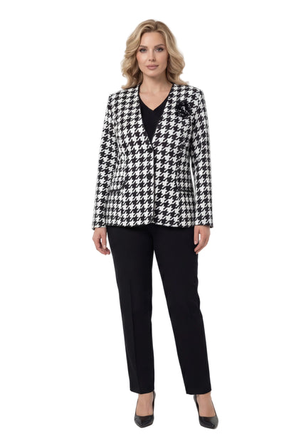 Официално дамско сако в пепит с роза и подплата