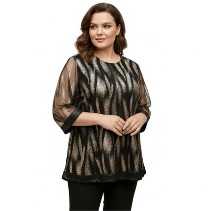 Елегантна разкроена туника с блясък - Макси размери | MaxiMarket