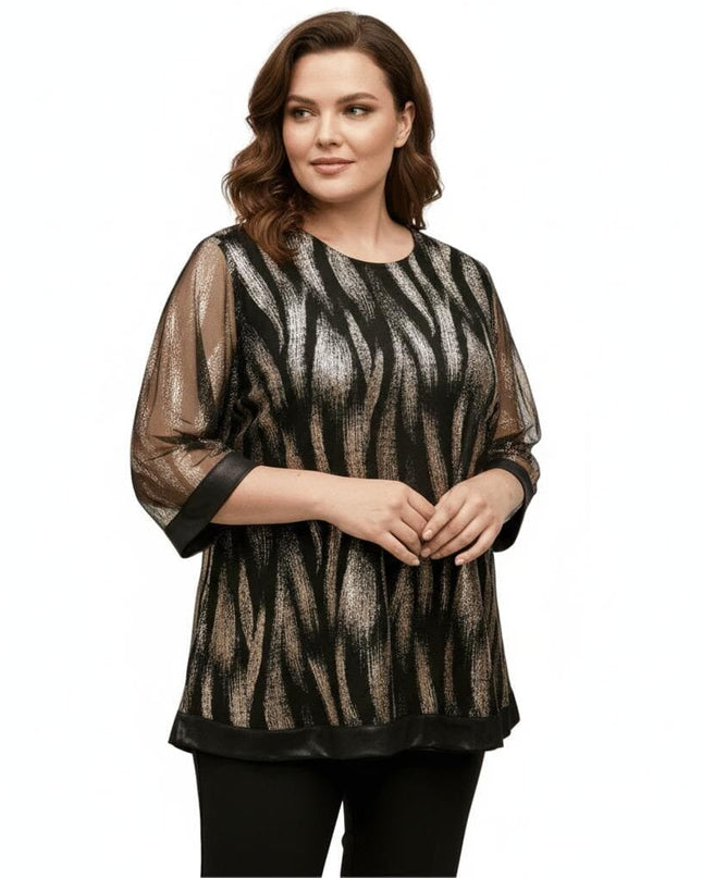 Елегантна разкроена туника с блясък - Макси размери | MaxiMarket
