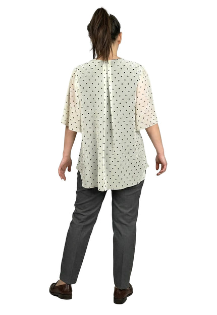 Официална бяла макси туника на черни точки от шифон