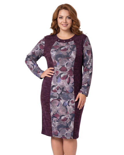 Официална Права Рокля в Лилав Меланж с Принт