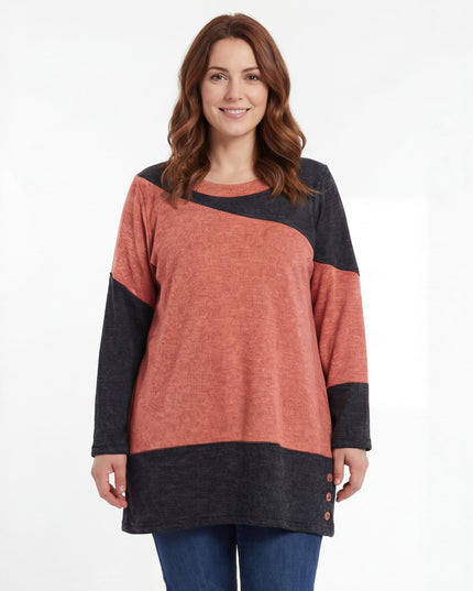 Асиметрична зимна туника в корал и графит голям размер