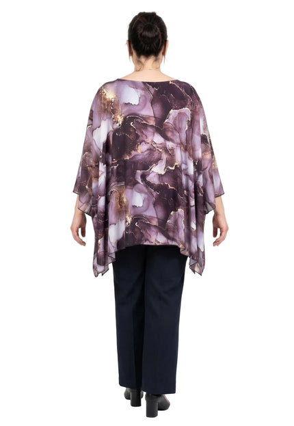 Официална макси туника тип пончо в лилави нюанси с ефирен шифон