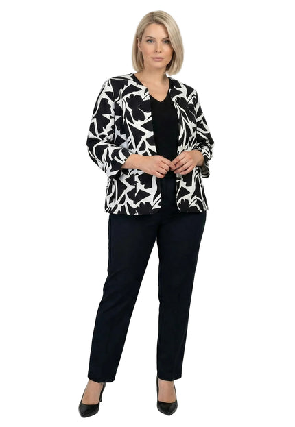 Елегантно дамско макси сако в черно и бяло без закопчаване