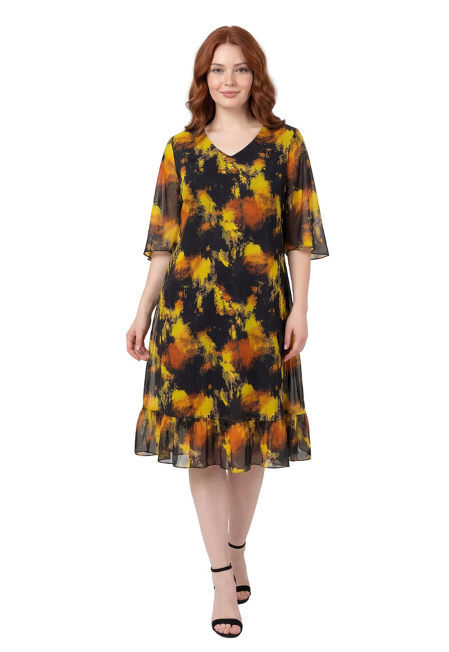 Черна официална шифонена рокля големи размери