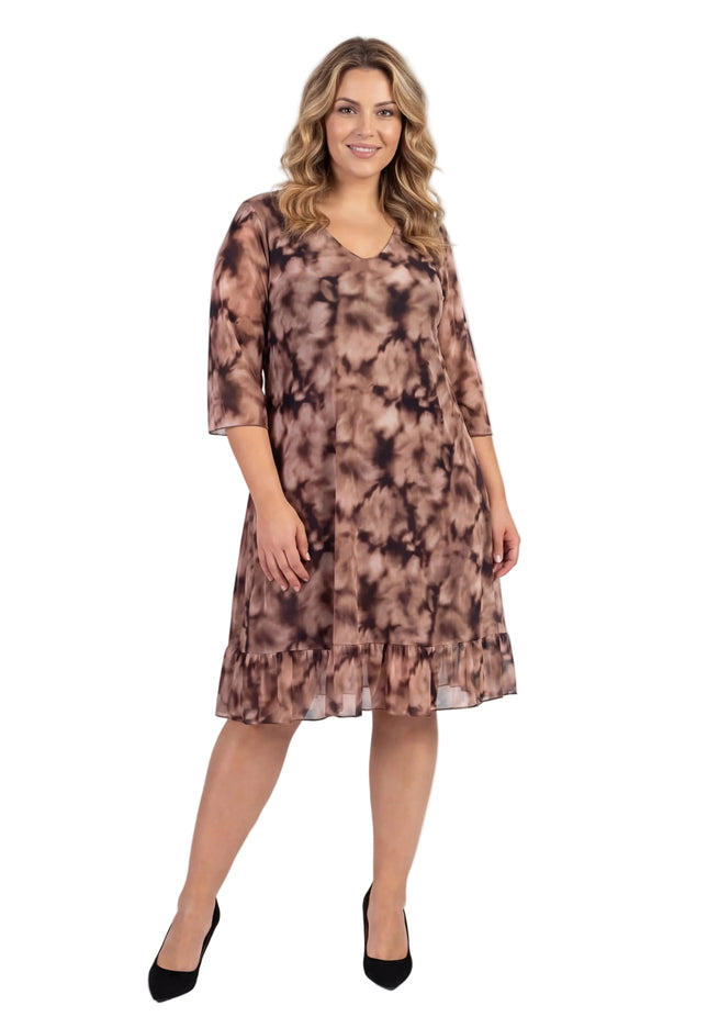 Официална макси рокля от ефирен шифон с преливащ десен