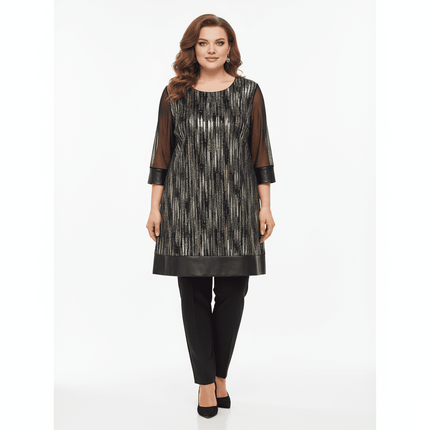 Елегантна разкроена туника с блясък - Макси размери | MaxiMarket