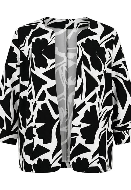 Елегантно дамско макси сако в черно и бяло без закопчаване