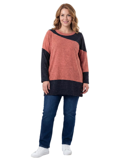 Асиметрична зимна туника в корал и графит голям размер