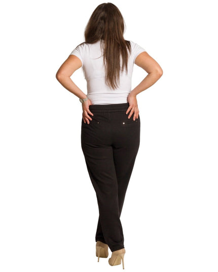 Елегантен черен панталон с висока талия в големи размери - Maxi Market