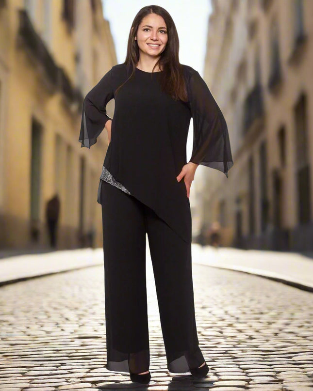 Елегантен макси комплект - Черен цвят - XL/2XL/3XL/4XL/5XL - Пролет - Лято - Maxi Market