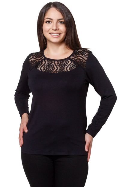 Елегантна дантелена блуза в макси размери - официална свободна кройка - есен - зима - Maxi Market