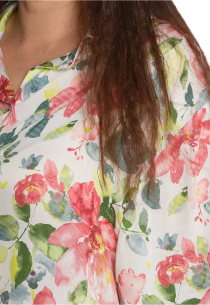 Елегантна флорална риза с класическа кройка в макси размери - Maxi Market