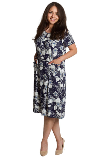 Елегантна лятна рокля с джобове и флорален десен - Maxi Market