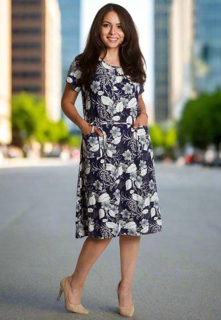 Елегантна лятна рокля с джобове и флорален десен - Maxi Market