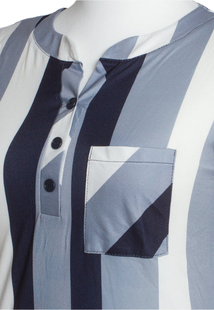 Елегантна макси риза на райе с джобче и 3/4 ръкави - Maxi Market