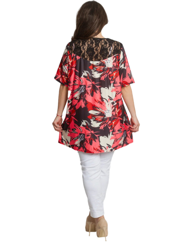 Елегантна макси туника с флорални мотиви и дантелен акцент - Maxi Market