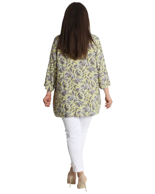 Елегантна памучна риза - Цветен десен - 3XL - 4XL - Пролет - Лято - Maxi Market