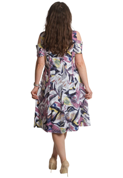 Елегантна разкроена рокля с отворени рамене в макси размери - Maxi Market