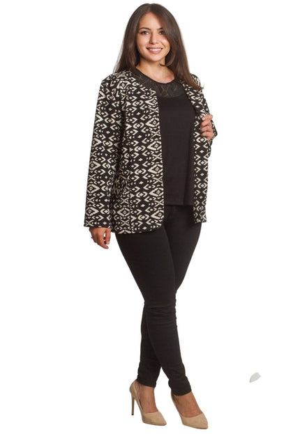 Елегантно сако с геометричен десен и декоративни джобчета - Maxi Market