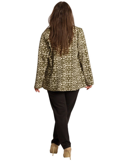 Елегантно сако с геометричен десен в зелен цвят - Maxi Market