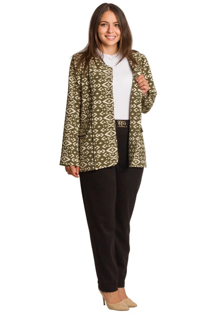 Елегантно сако с геометричен десен в зелен цвят - Maxi Market