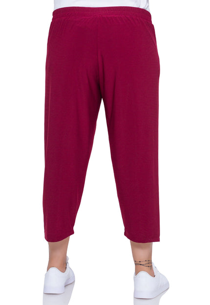 Ежедневни панталони в макси размери - червени - еластични - за пролет - лято - висококачествена вискоза и еластан - Maxi Market