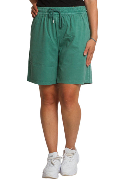Къси шорти с връзки и джобове в зелен цвят и свободна кройка - Maxi Market
