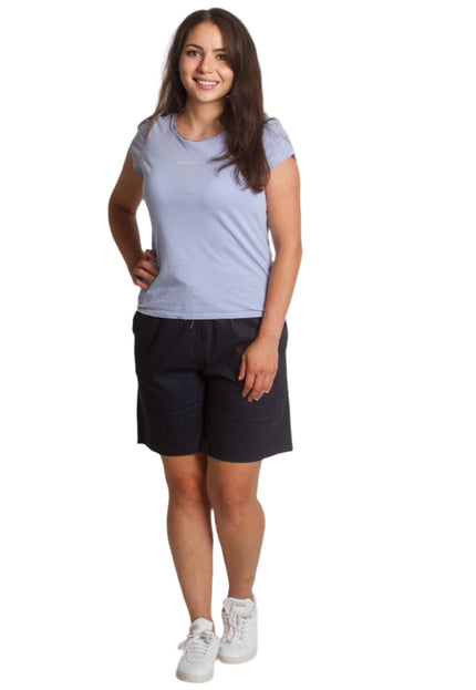 Къси тъмносини шорти с джобове и ластик в големи размери - Maxi Market