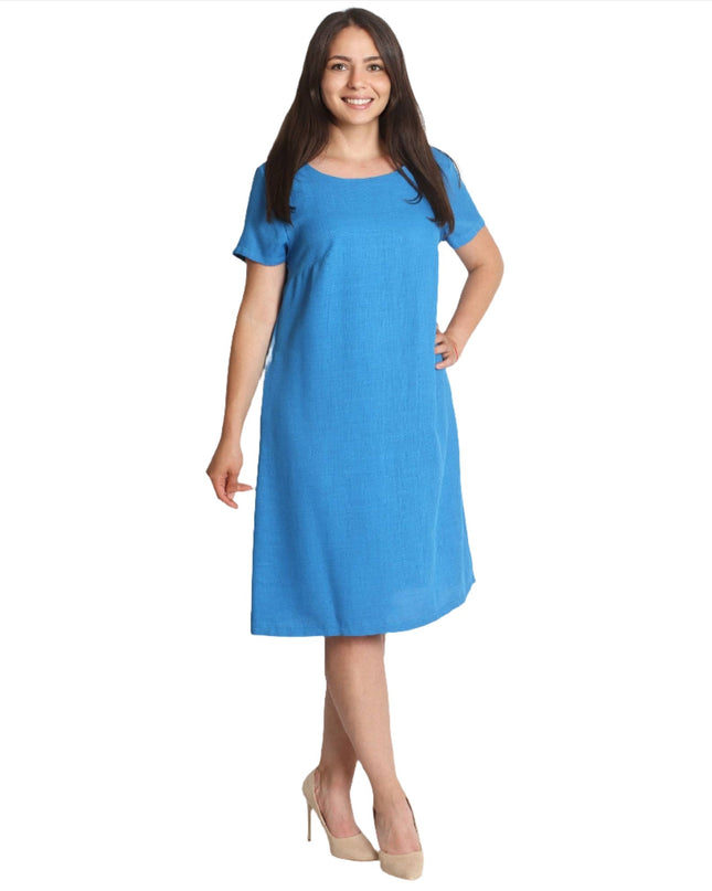 Ленена рокля с джобчета - Свободна кройка - XL - 5XL - Пролет - Лято - Maxi Market
