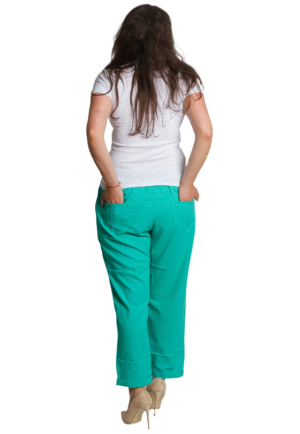 Летен панталон с джобове и връзки в големи размери - Maxi Market