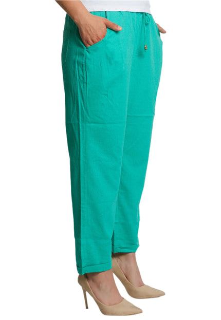 Летен панталон с джобове и връзки в големи размери - Maxi Market