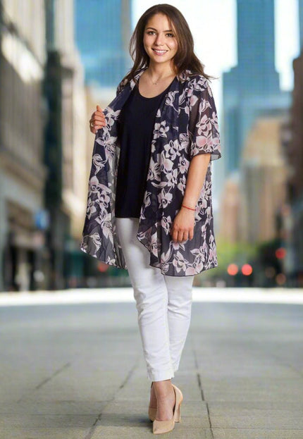 Макси комплект от потник и ефирно шифонено горнище на цветя - Maxi Market